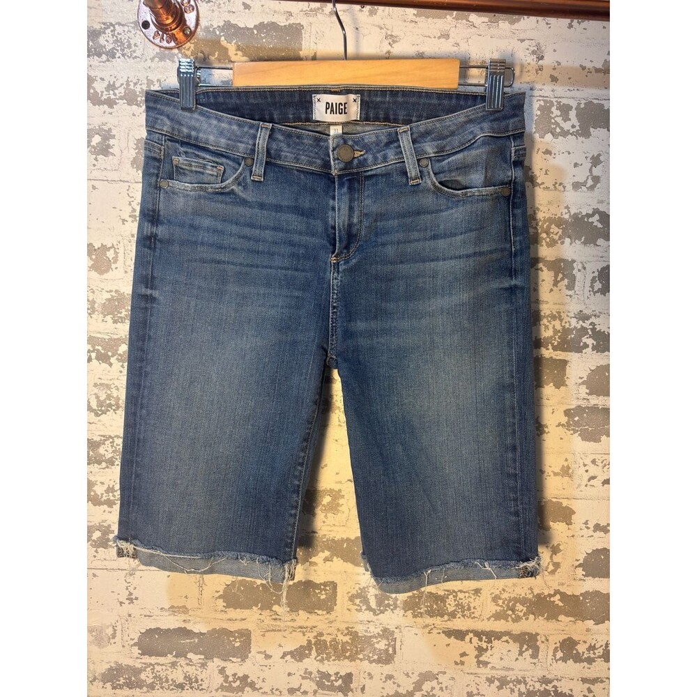 PAIGE Jax Knee Short Women's Raw Hem Denim Bermuda Shorts Size 31